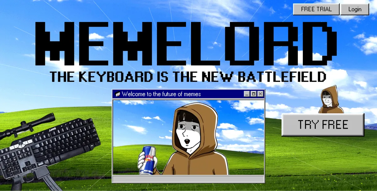 Collage zine illustration for Memelord keyboard battle grounds