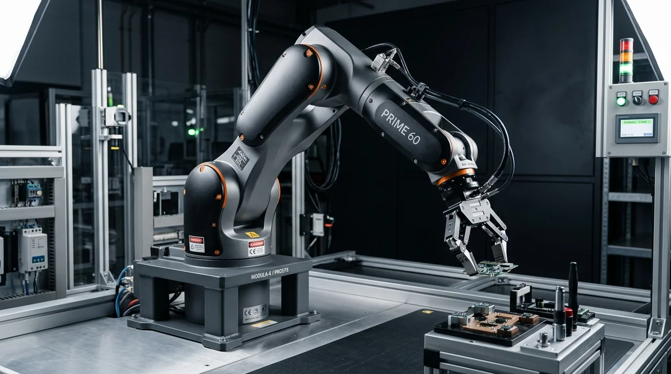Kinetic Foundry KF / CELL 04 modular 6-axis work cell in manufacturing bay