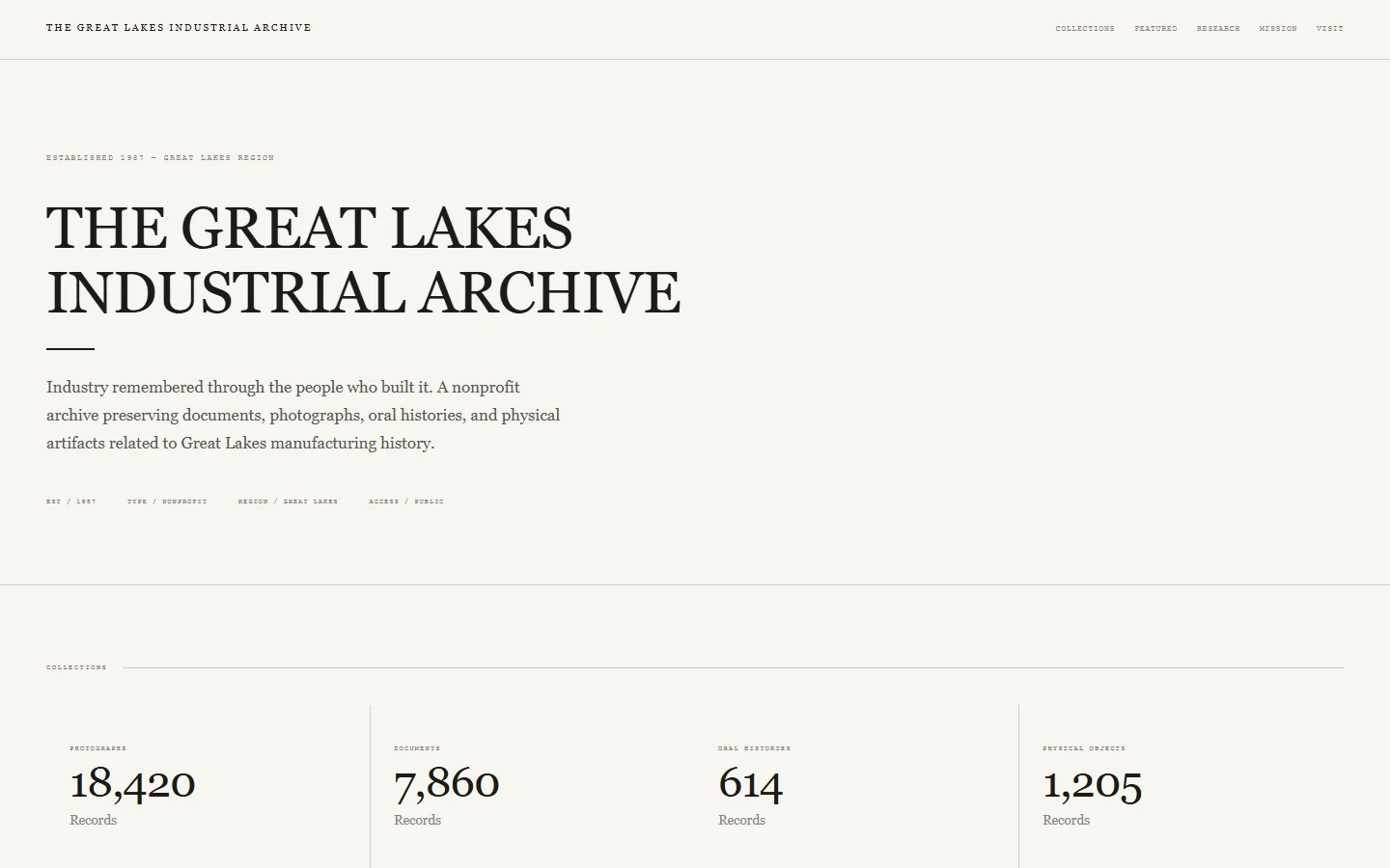 Screenshot of Great Lakes Industrial Archive